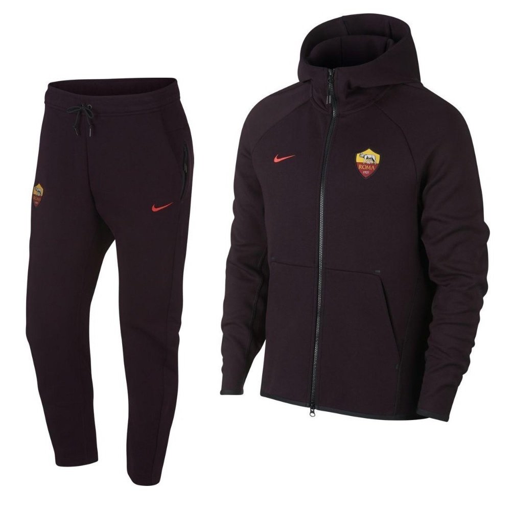 Condenseren versneller Kolibrie Nike AS Roma Tech Fleece Trainingspak Donkerrood - De Voetbalschoenen Expert