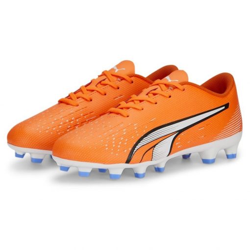 PUMA Ultra Play Fg/ag Supercharge - Oranje/wit/blauw Kinderen - Kunstgras (Ag) / Natuurgras (Fg), maat 32