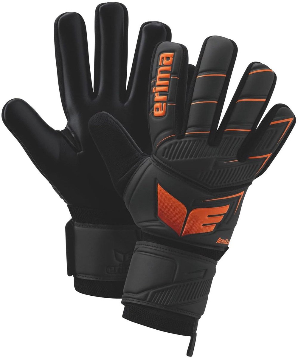 1000x1200-68 Erima Aeroclaw New Talent Keepershandschoenen Kinderen - Zwart / Oranje | Maat: 4 - Afbeelding 1