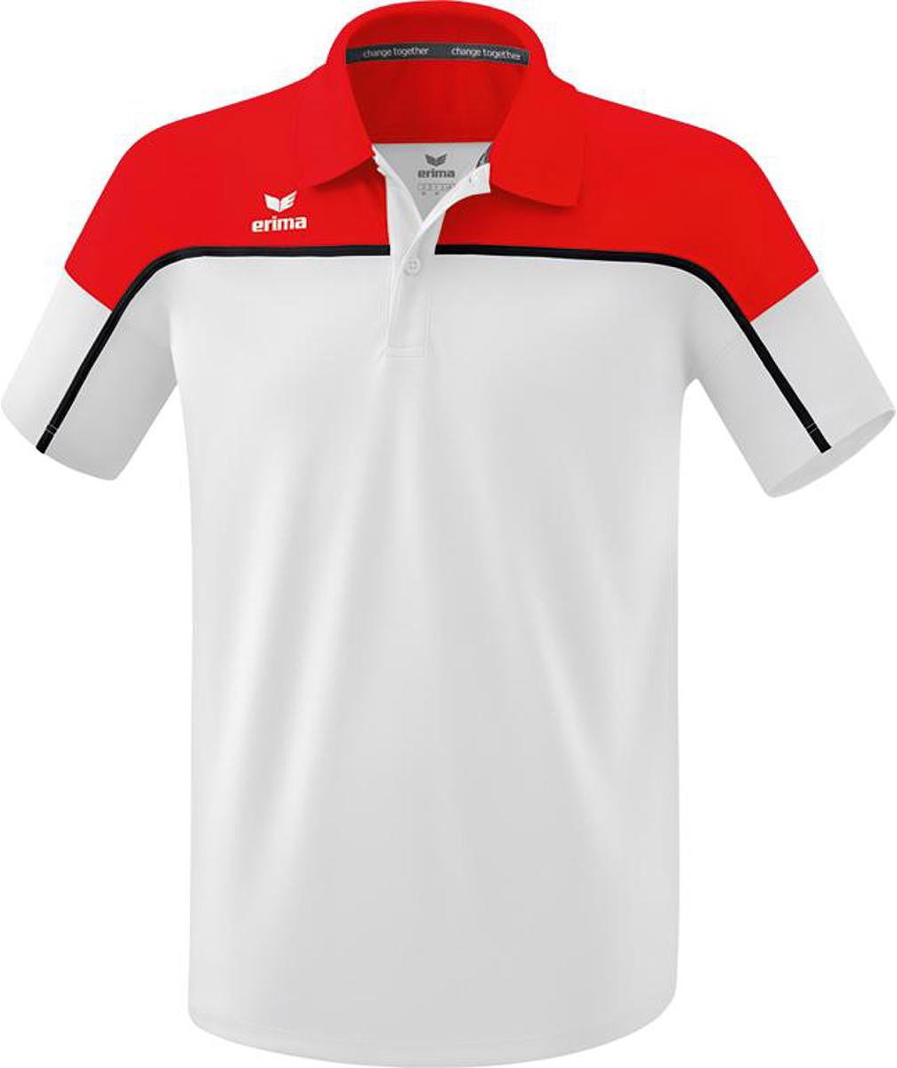 1008x1200 Erima Change Polo Heren - Wit / Rood / Zwart | Maat: M - Afbeelding 1