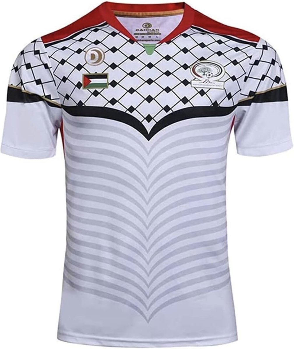 1009x1200-143 Palestine Voetbal T-shirt Wit-Rood - Football Jersey - Maat S - Afbeelding 1