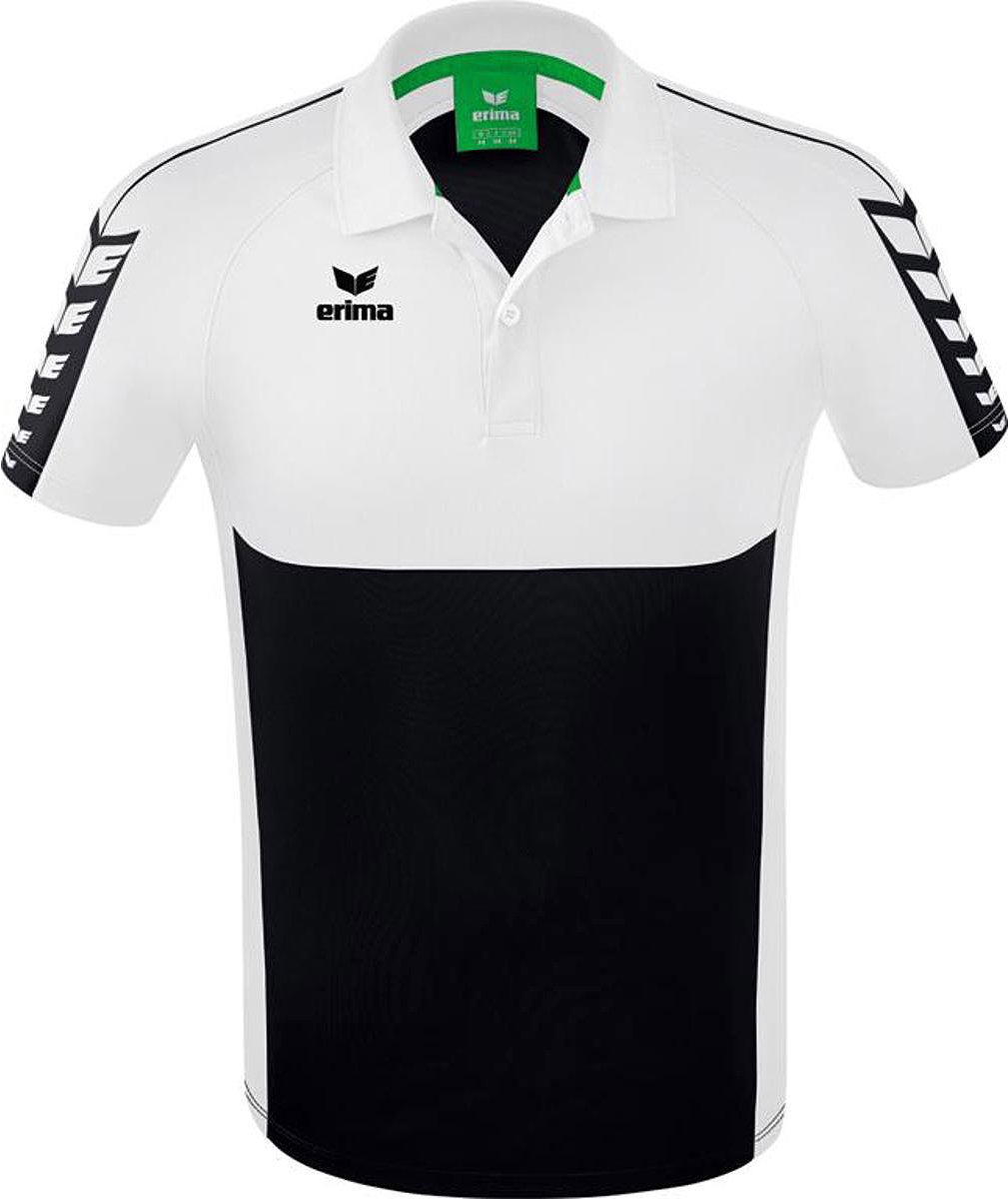 1009x1200-86 Erima Six Wings Polo Heren - Zwart / Wit | Maat: 3XL - Afbeelding 1
