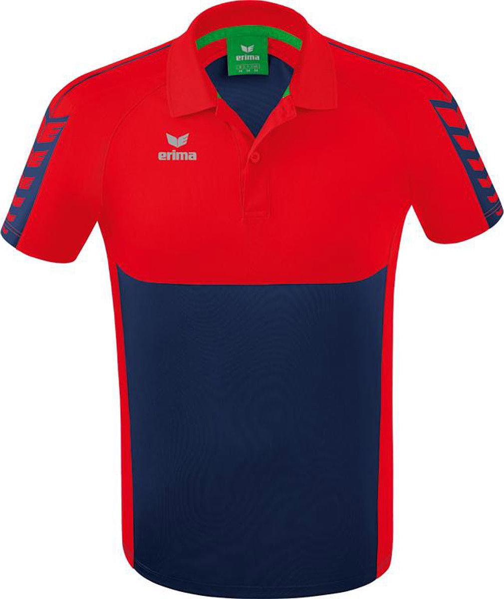 1010x1200-103 Erima Six Wings Polo Heren - New Navy / Rood | Maat: XXL - Afbeelding 1