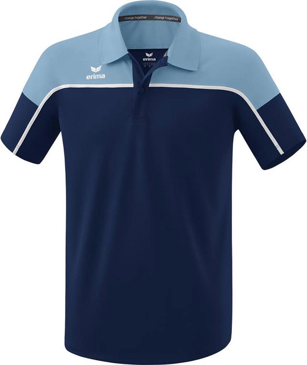 1010x1200-198 Erima Change Polo Heren - New Navy / Faded Denim / Wit | Maat: XXL - Afbeelding 1