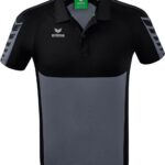 Erima Six Wings Polo Heren - Slate Grey / Zwart | Maat: XL