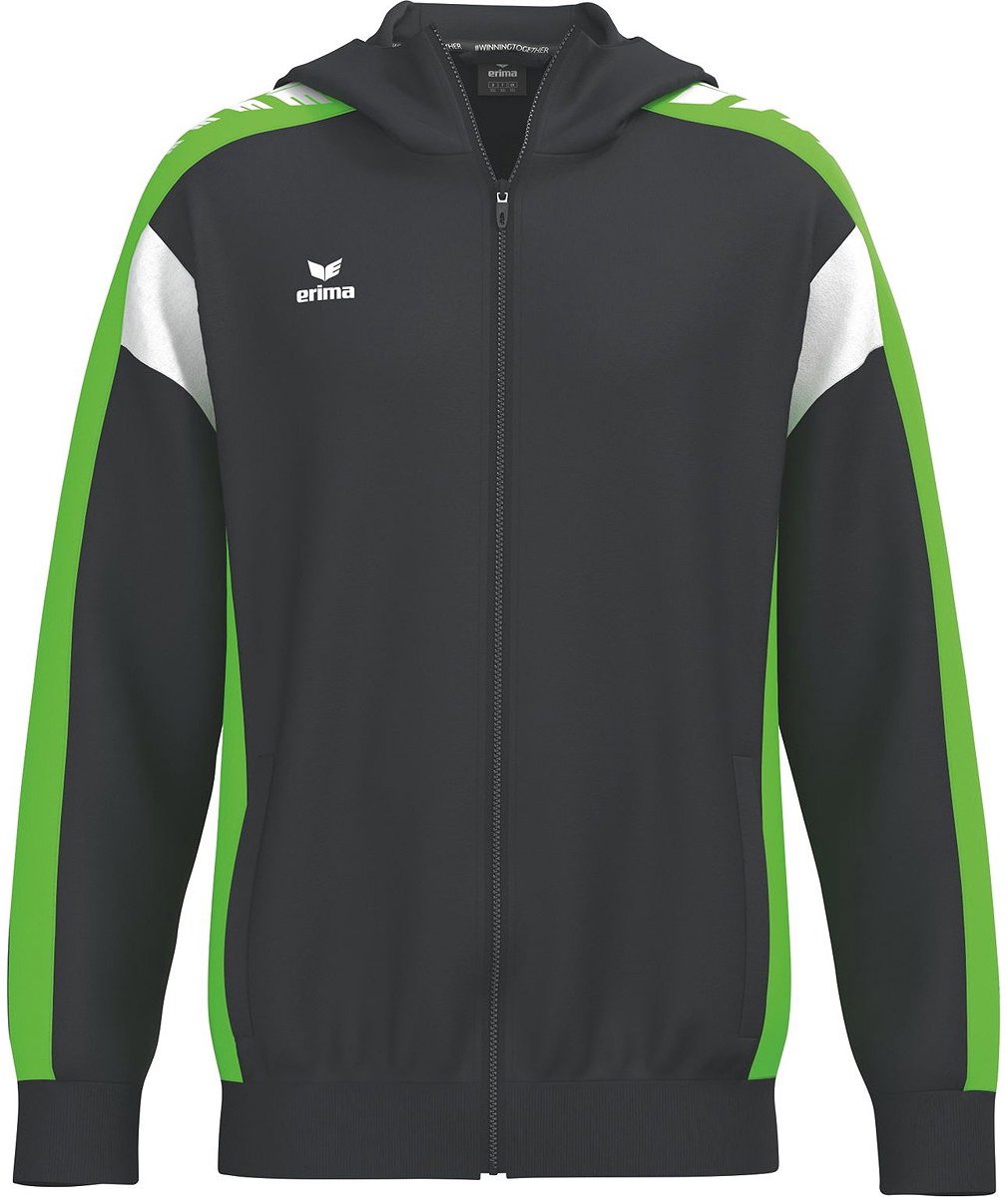 1010x1200-3 Erima Celebrate 125 Trainingsjack Met Capuchon Kinderen - Zwart / Green Gecko | Maat: 128 - Afbeelding 1
