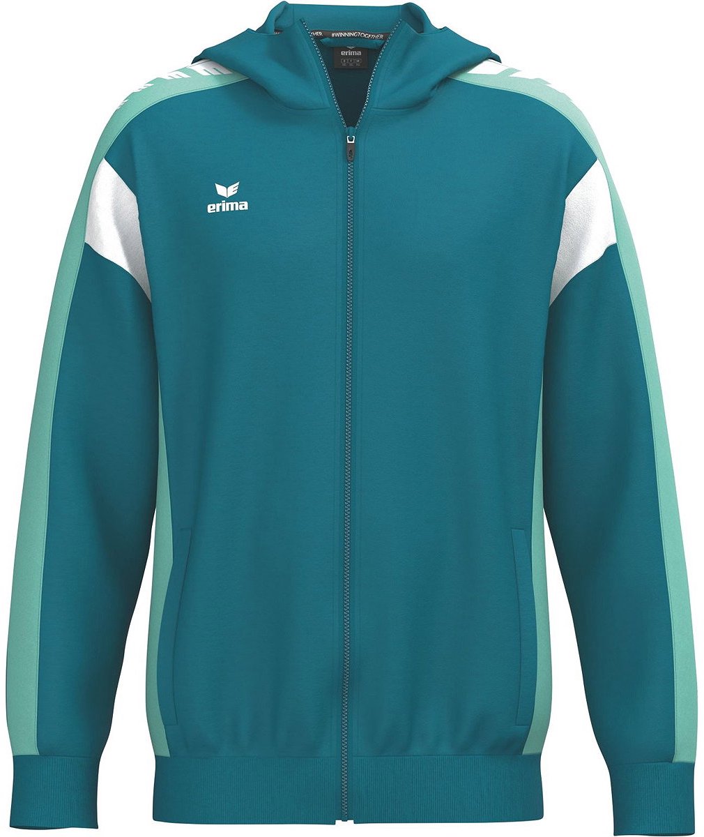 1010x1200-334 Erima Celebrate 125 Trainingsjack Met Capuchon Kinderen - Tahitian Blue / Mintgroen | Maat: 164 - Afbeelding 1