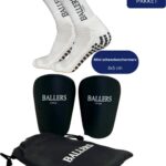 Vynix Ballers - Mini Scheenbeschermers - EXTREEM Klein! - Mini Scheenbeschermers Voetbal - Gripsokken - 8x5cm - Scheenbeschermers - Met opbergzakje - Mini Shinpads - Scheenbeschermers - Zwart - Sport Sokken