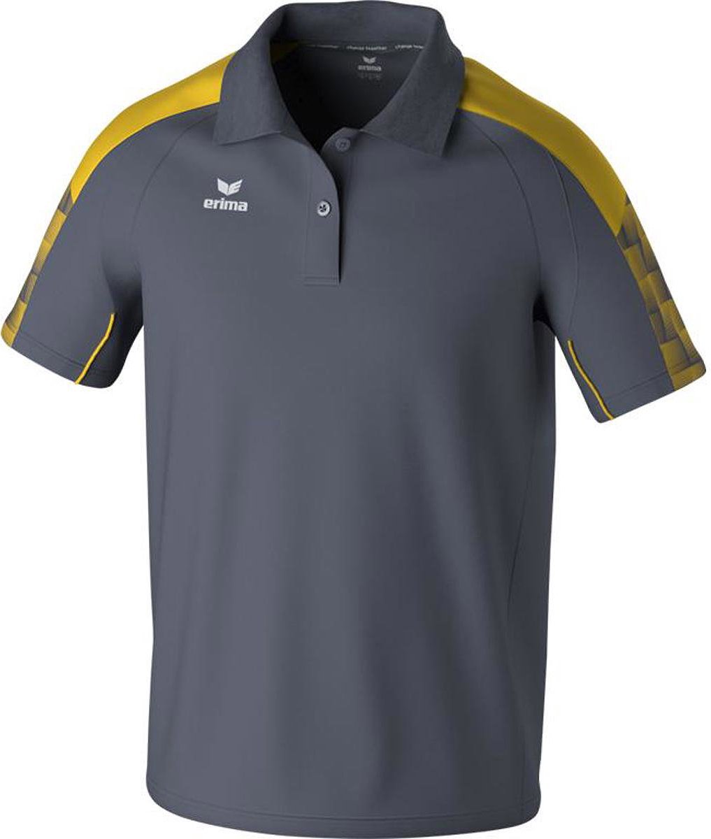 1017x1200-14 Erima Evo Star Polo Heren - Grijs / Geel | Maat: M - Afbeelding 1