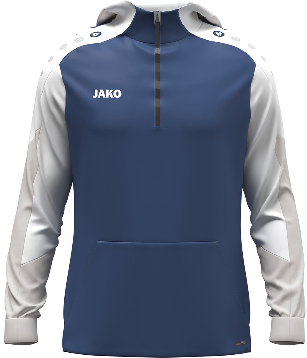1031x1200-2 Jako Dynamic Hooded Half Zip Heren - Nachtblauw / Wit / Lichtgrijs | Maat: 3XL - Afbeelding 1