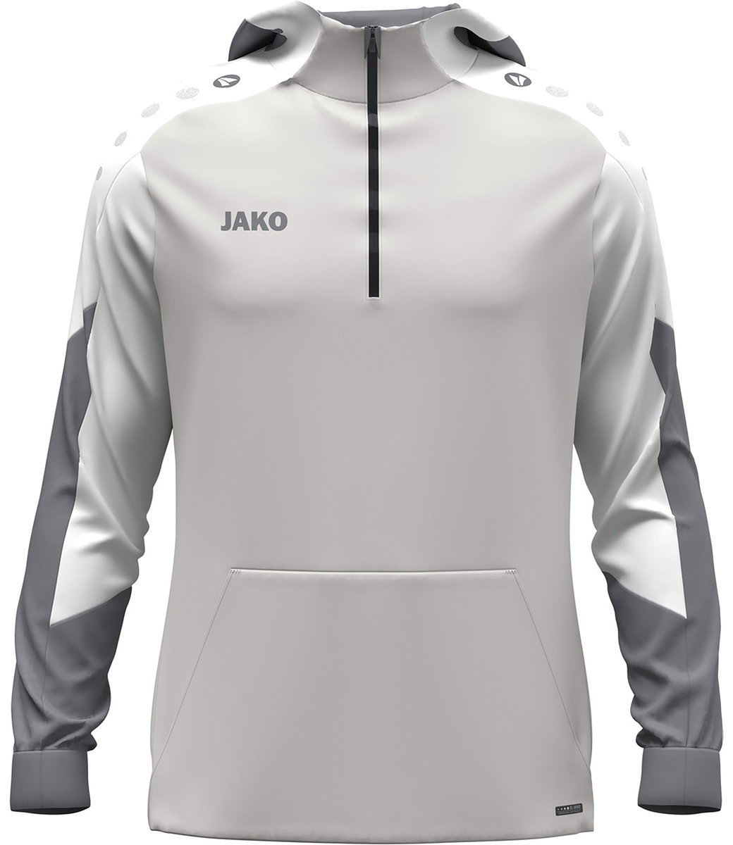 1040x1200-96 Jako Dynamic Hooded Half Zip Kinderen - Lichtgrijs / Wit / Grijs | Maat: 140 - Afbeelding 1