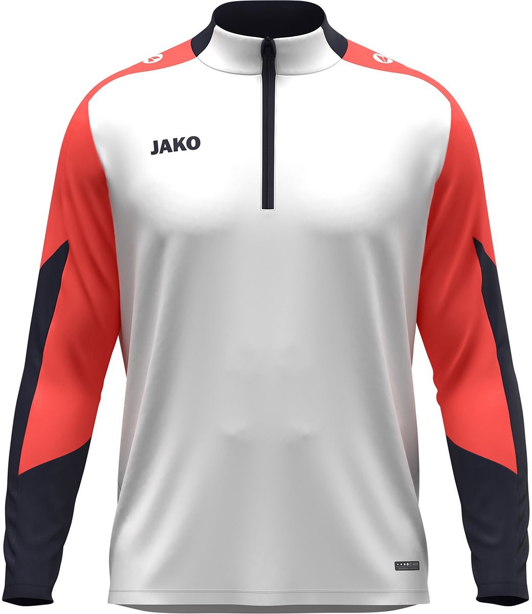 1041x1200-80 Jako Dynamic Ziptop Dames - Wit / Koraal / Marine | Maat: XL - Afbeelding 1