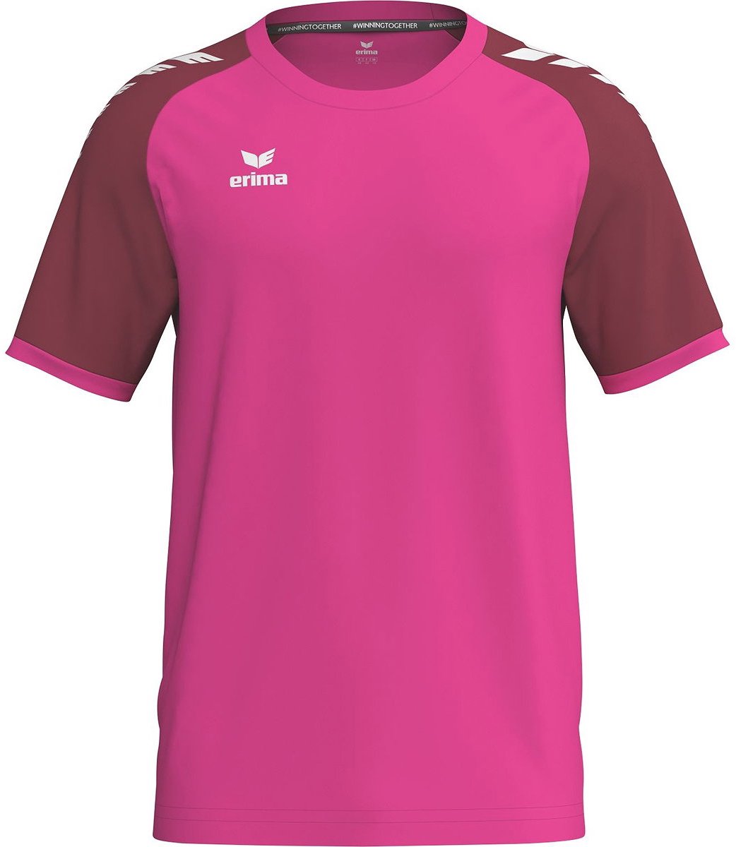 1042x1200-109 Erima Wings Shirt Korte Mouw Heren - Pink Glo / Bordeaux | Maat: 3XL - Afbeelding 1