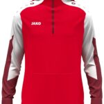 Jako Dynamic Hooded Half Zip Heren - Rood / Wit / Donkerrood | Maat: 3XL