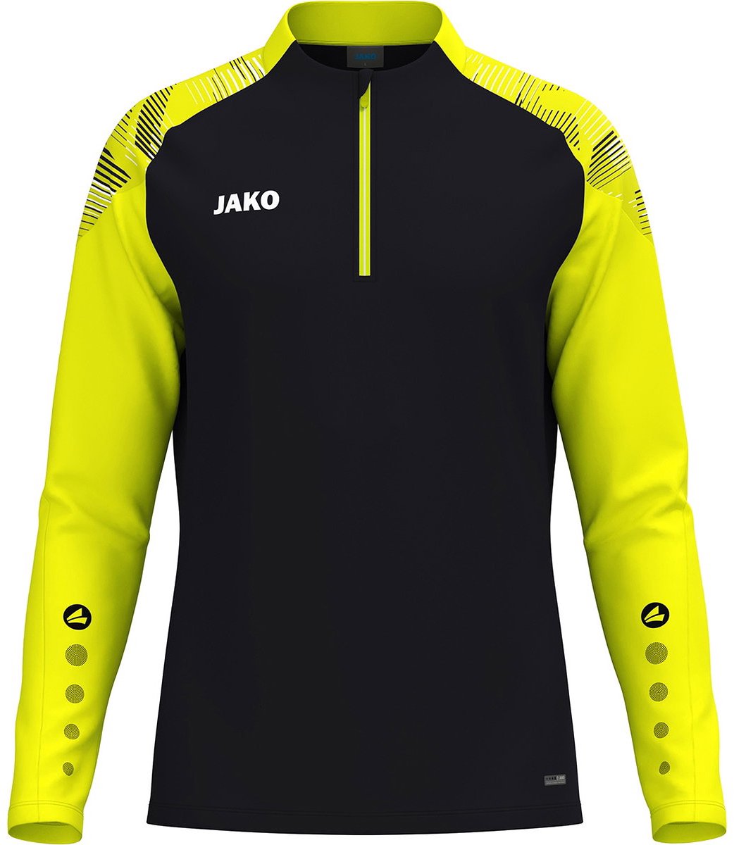 1042x1200-174 Jako Sonic Ziptop Heren - Zwart / Fluogeel | Maat: XXL - Afbeelding 1