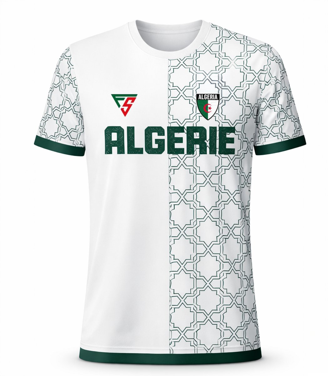 1049x1200-12 FightSense Algerije Performance T-Shirt Unisex – Ademend & Sneldrogend Sportshirt – Groen/Wit - MAAT M - Afbeelding 1