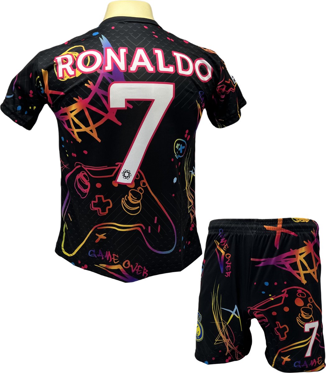1049x1200-2 Ronaldo Al Nassr Voetbalshirt en Broekje - Gaming Voetbaltenue Zwart - Maat XL - Afbeelding 1