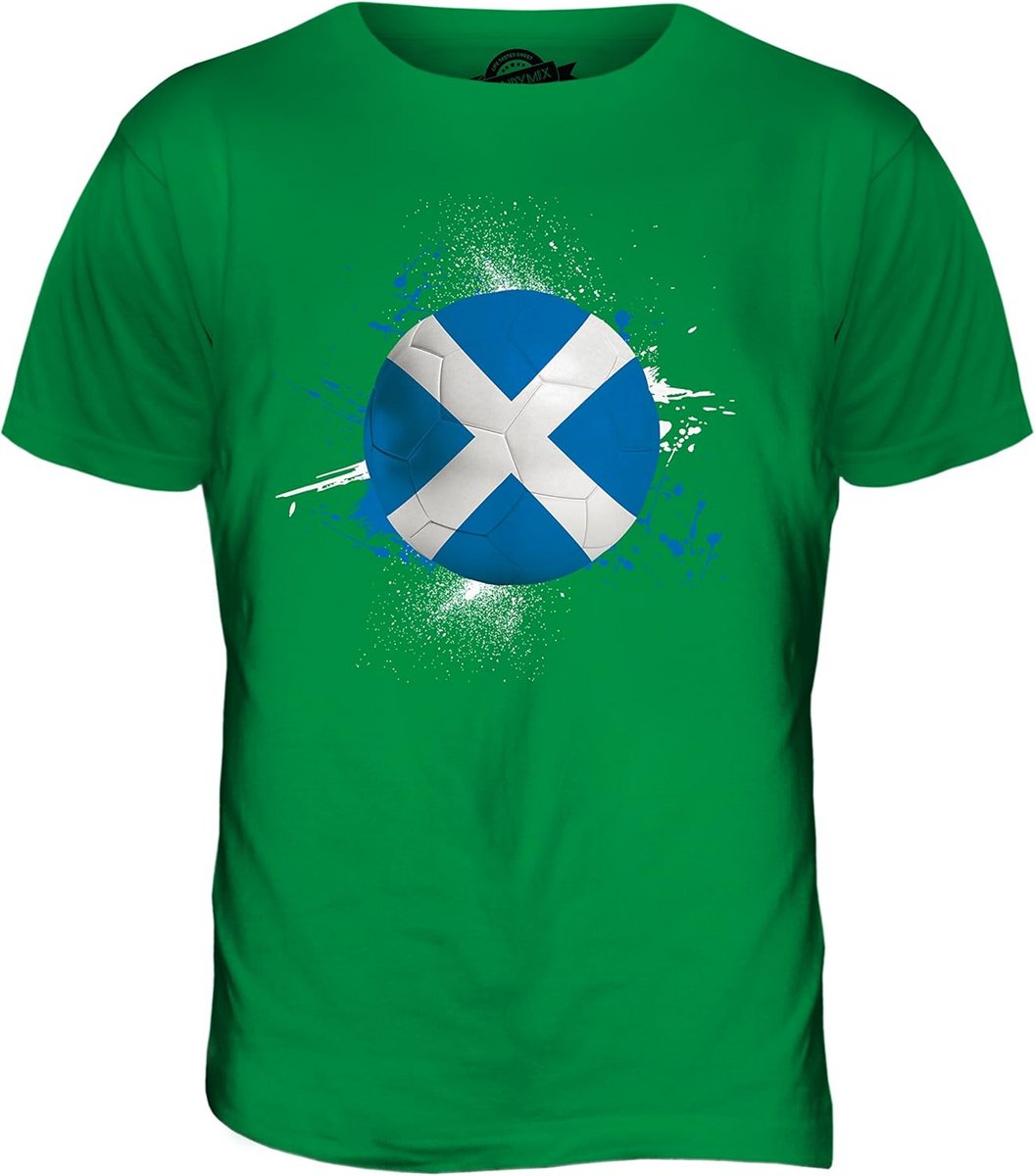 1056x1200-34 Heren T-shirt Schotland Voetbal Splatter Kwaliteit Top - Afbeelding 1