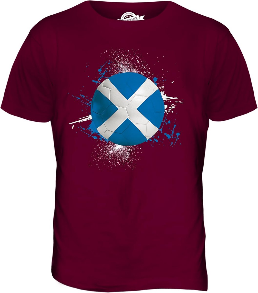 1057x1200 Heren T-shirt Schotland Voetbal Splatter - Kwaliteit Top voor Supporters - Afbeelding 1
