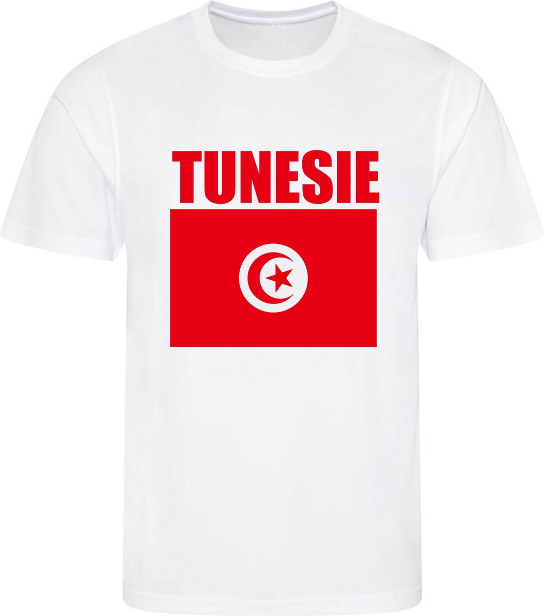1060x1200-105 WK - Tunesië - Tunisia - T-shirt Wit - Voetbalshirt - Maat: 134/140 (M) - 9 - 10 jaar - Landen shirts - Afbeelding 1