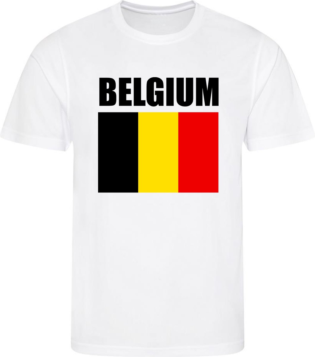 1060x1200-127 België Voetbalshirt – Belgium Belgique – Wit – Maat S – WK Supporters T-shirt - Afbeelding 1