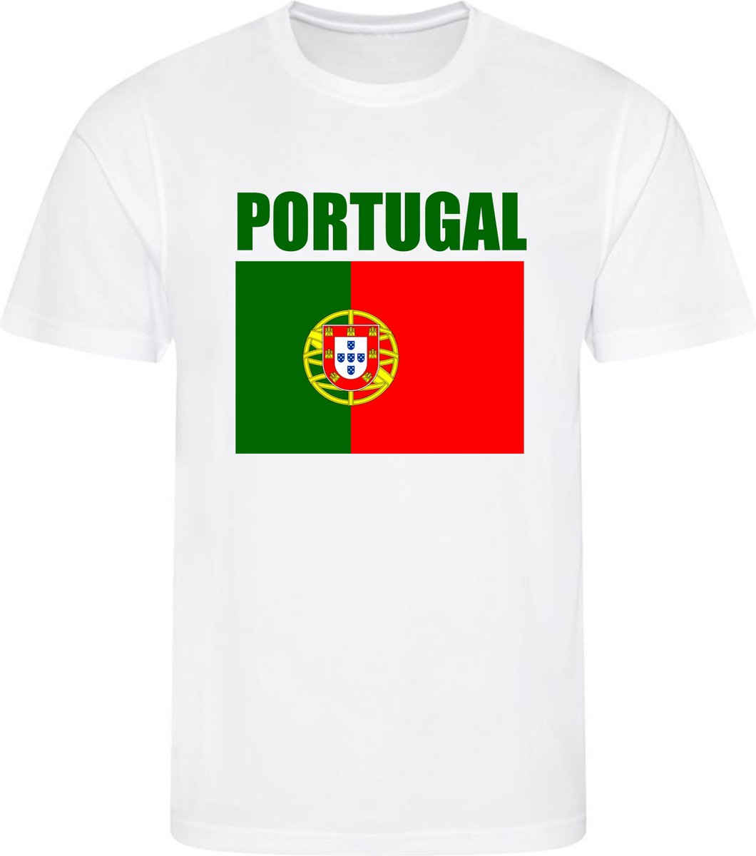 1060x1200-151 WK - Portugal - T-shirt Wit - Voetbalshirt - Maat: 122/128 (S) - 7 - 8 jaar - Landen shirts - Afbeelding 1