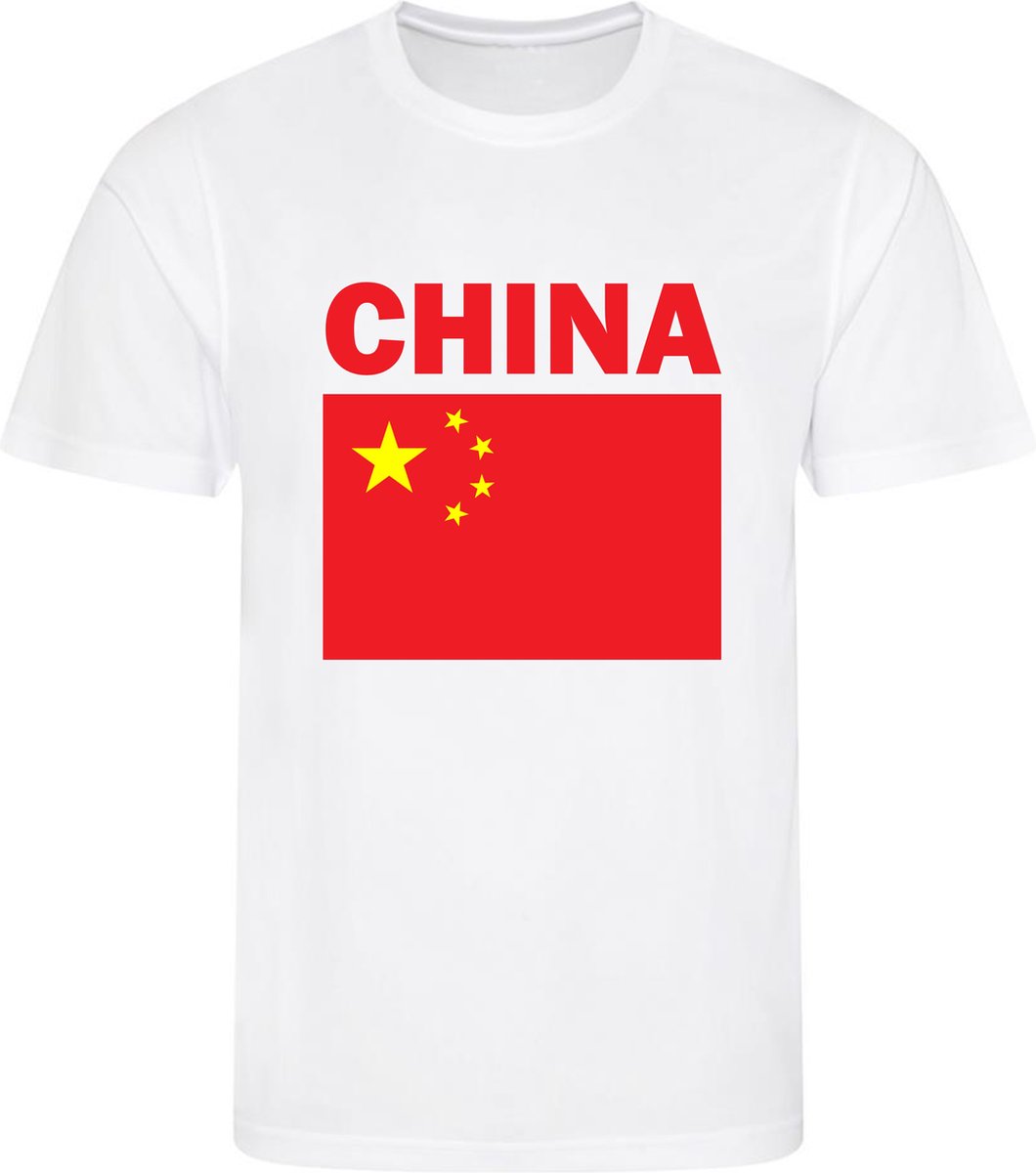 1060x1200-172 China - T-shirt Wit - Voetbalshirt - Maat: 158/164 (XL) - 12 - 13 jaar - Landen shirts - Afbeelding 1