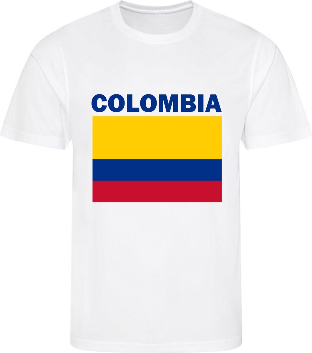 1060x1200-179 Colombia - T-shirt Wit - Voetbalshirt - Maat: M - Landen shirts - Afbeelding 1