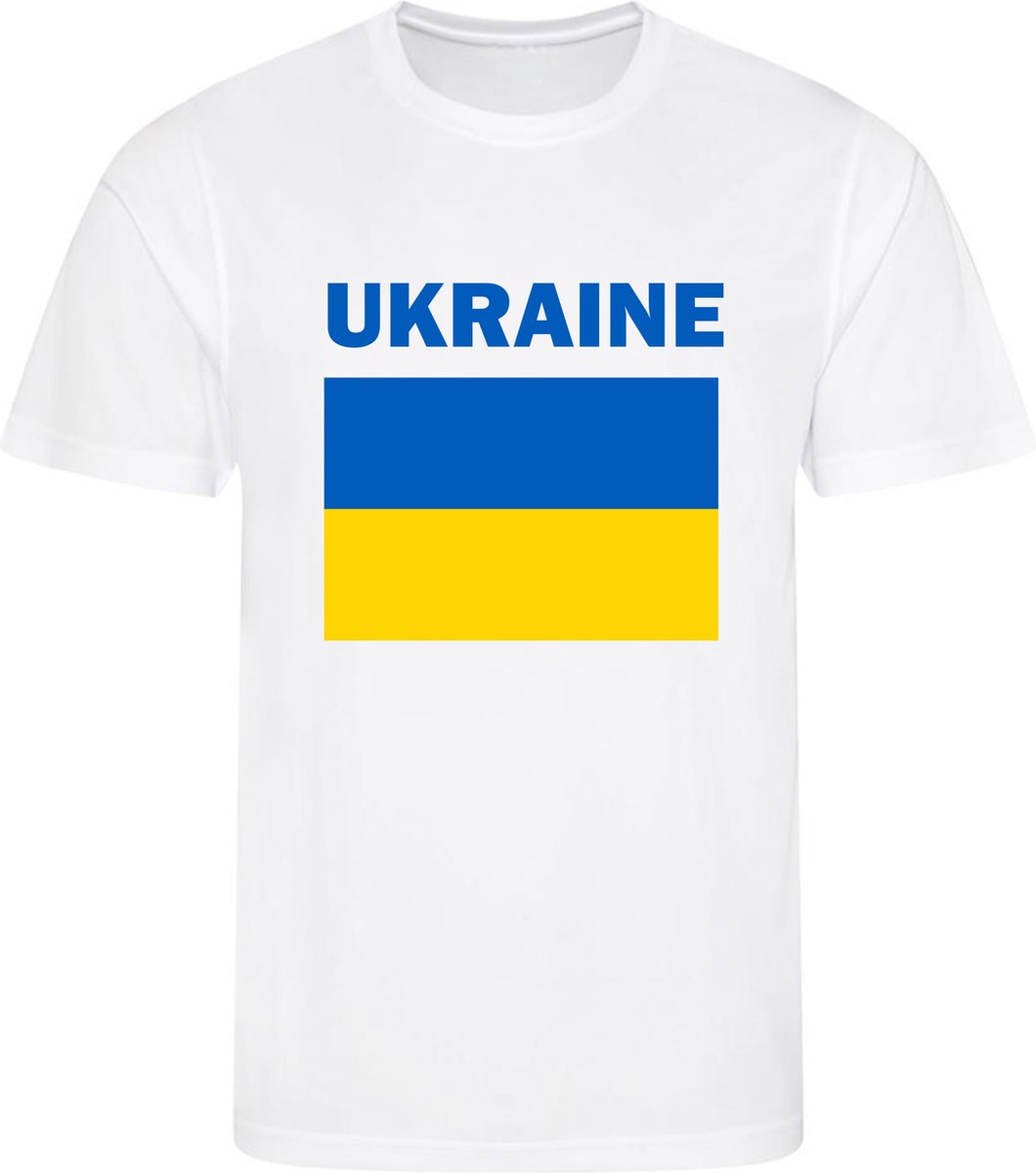 1060x1200-183 Oekraïne - Ukraine - T-shirt Wit - Voetbalshirt - Maat: 158/164 (XL) - 12 - 13 jaar - Landen shirts - Afbeelding 1