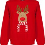 Christmas Reindeer Scarf Sweater - L