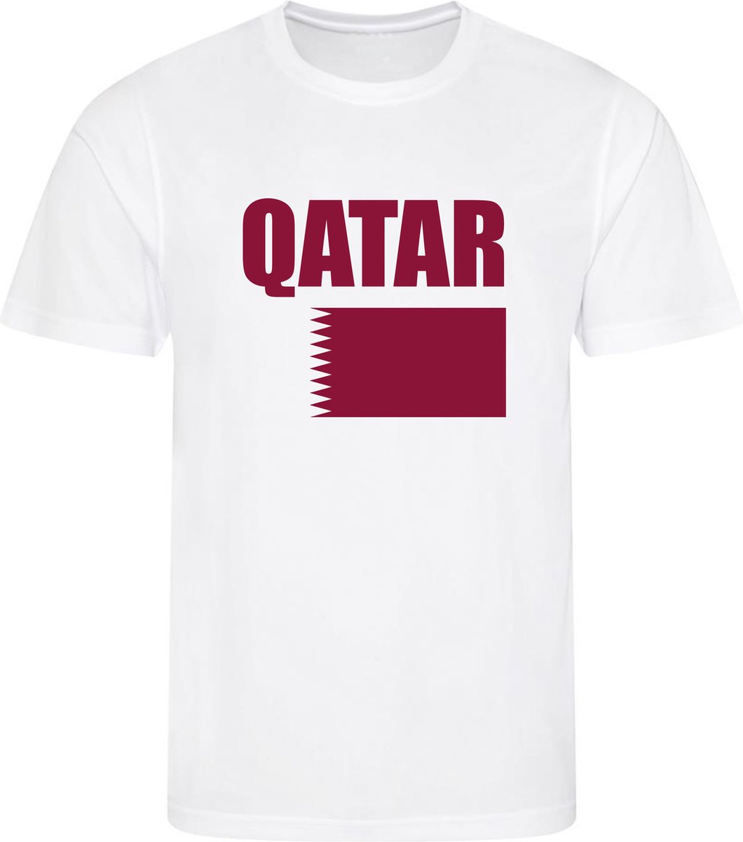 1060x1200-69 WK Qatar Kinder Voetbalshirt – Vlag Qatar – Wit – Maat 122/128 (S) – 7-8 jaar - Afbeelding 1
