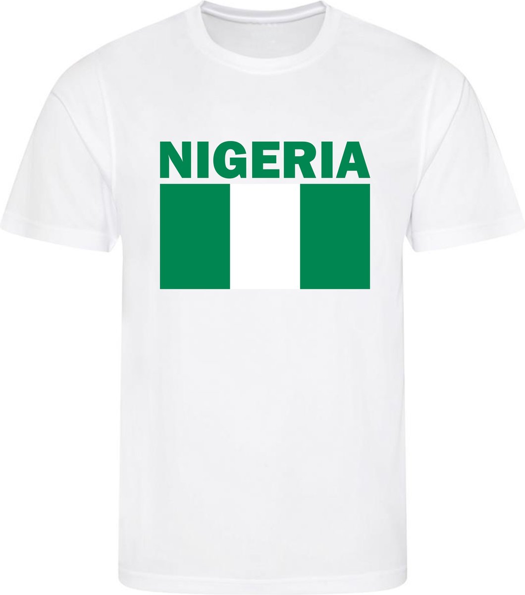 1060x1200-8 Nigeria - T-shirt Wit - Voetbalshirt - Maat: 122/128 (S) - 7 - 8 jaar - Landen shirts - Afbeelding 1