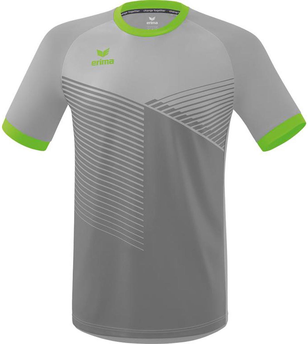 1074x1200-156 Erima Mantua Shirt Korte Mouw Heren - Silver Grey / Green Gecko | Maat: M - Afbeelding 1
