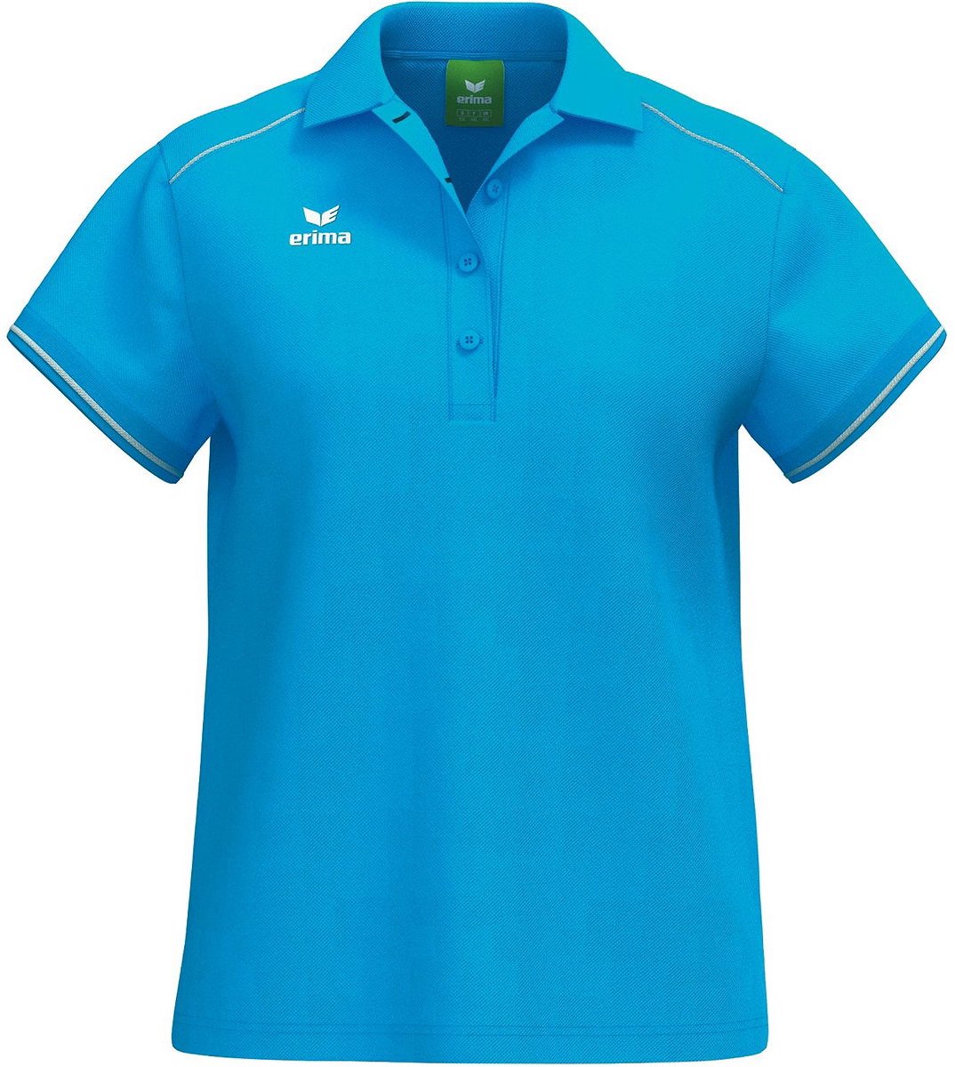 1074x1200-159 Erima Cmpt 3 Wings Polo Dames - Curaçao / Wit | Maat: 46 - Afbeelding 1
