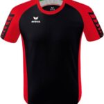 Erima Six Wings Shirt Korte Mouw Kinderen - Zwart / Rood | Maat: 140