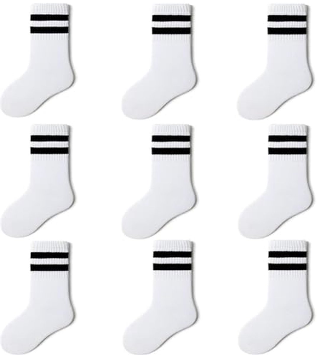 1079x1200-16 Kinderen Katoenen Voetbalsokken voor Jongens en Meisjes - Set van 9 Paar - Afbeelding 1