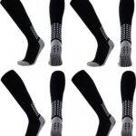 Gripsokken Voetbal - sportsokken - 4 paar - one size 40-47 - Compressie - prestatieverhogend - Verbeterde Grip - Kwaliteit - Stevige en Comfortabele Sokken - met anti-slip noppen - voor de meeste sporten