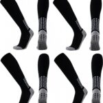 Gripsokken Voetbal - sportsokken - 4 paar - one size 40-47 - Compressie - prestatieverhogend - Verbeterde Grip - Kwaliteit - Stevige en Comfortabele Sokken - met anti-slip noppen