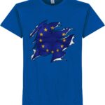 Europa Ripped Flag T-Shirt - Blauw - Kinderen - 128