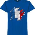Frankrijk Ripped Flag T-Shirt - Blauw - XXXXL