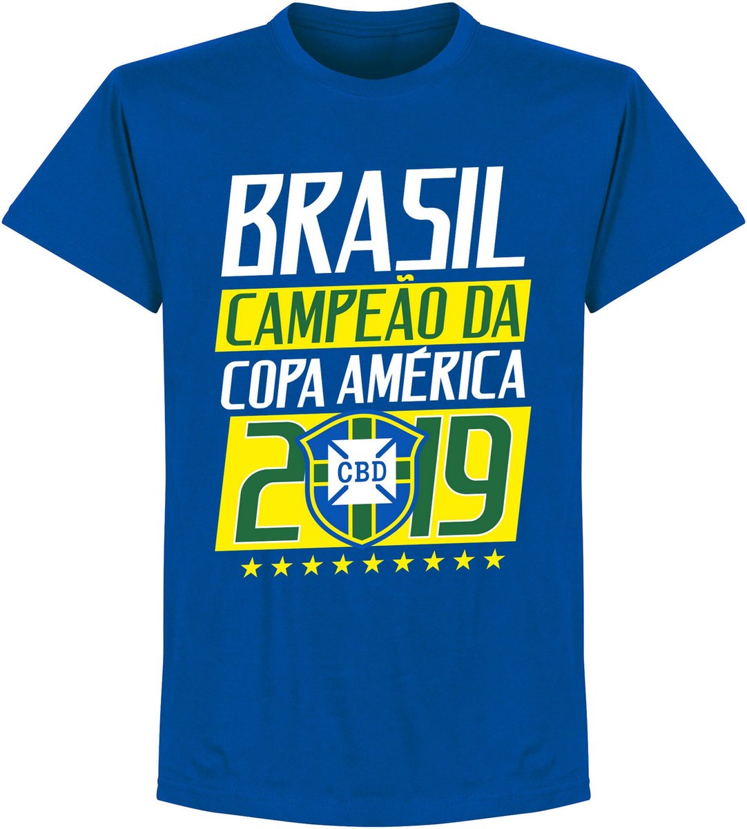 1082x1200-49 Brasil Campeao 2019 T-Shirt - Blauw - L - Afbeelding 1