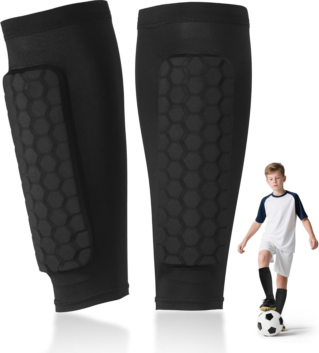 1085x1200-3 Scheenbeschermers Voetbal - Antislip Technologie - Kind - XS/S/M - Lichtgewicht - Voetbal - Shin Pad Sleeve - voetbal scheenbeschermers - Afbeelding 1