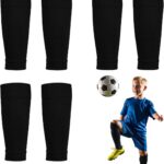 3 Paar Zwarte Voetbalkousen Mouwen Kinderen - Voetloos Sokken voor Scheenbeschermers & Training