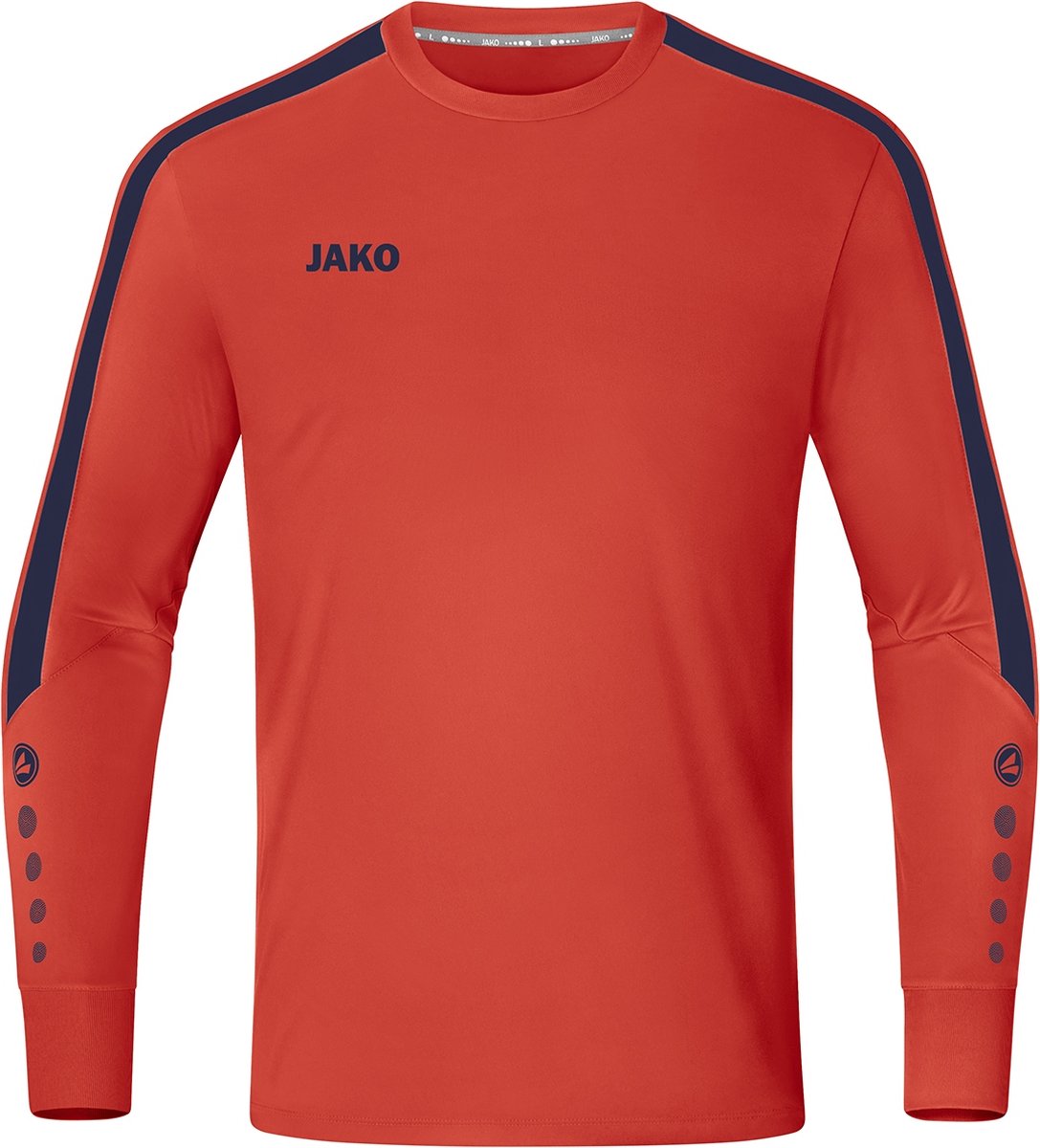1087x1200-18 Jako Power Keepershirt Lange Mouw Kinderen - Flame / Marine | Maat: 140 - Afbeelding 1