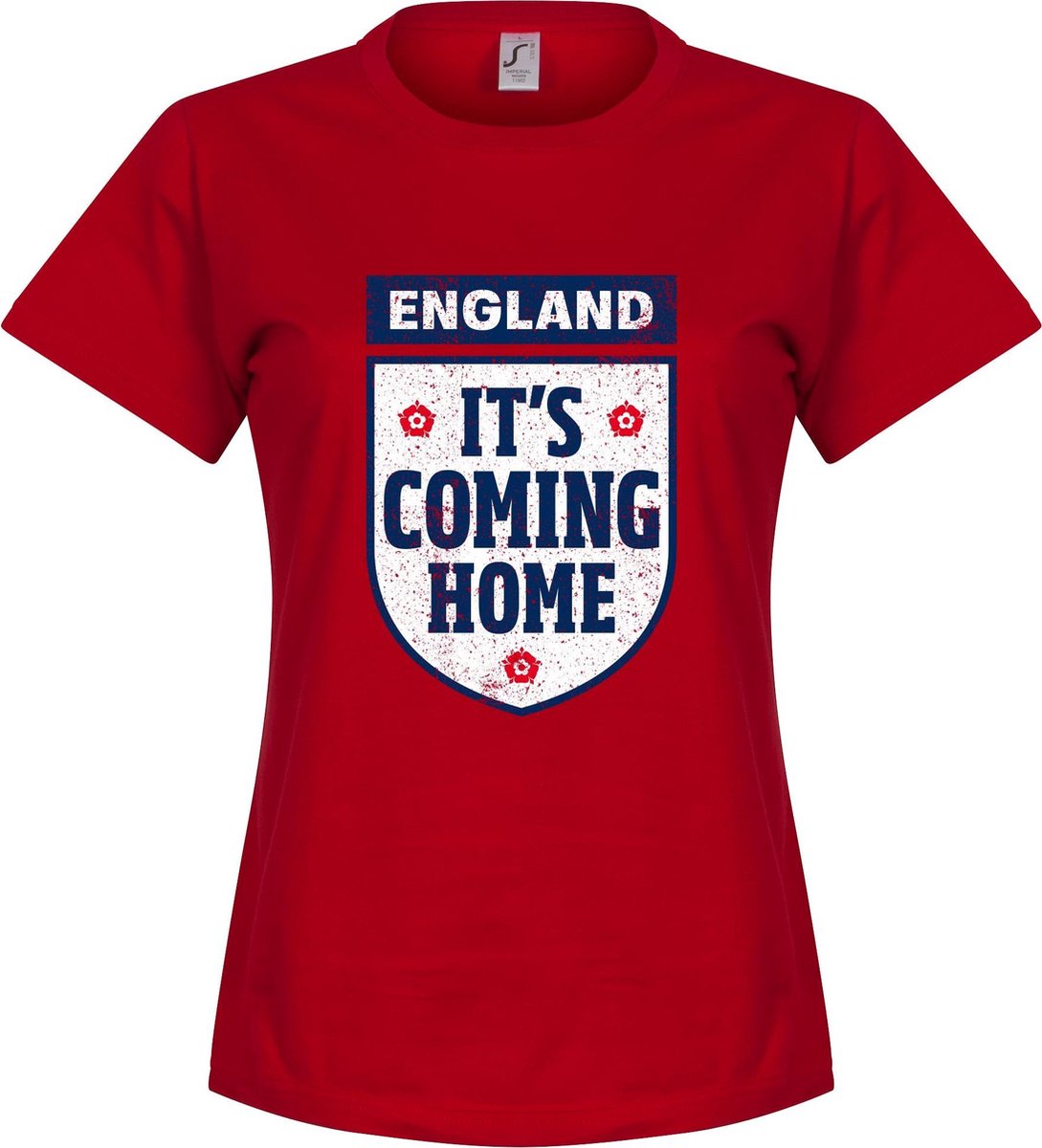 1089x1200-16 It's Coming Home England Dames T-Shirt - Rood - XXL - Afbeelding 1