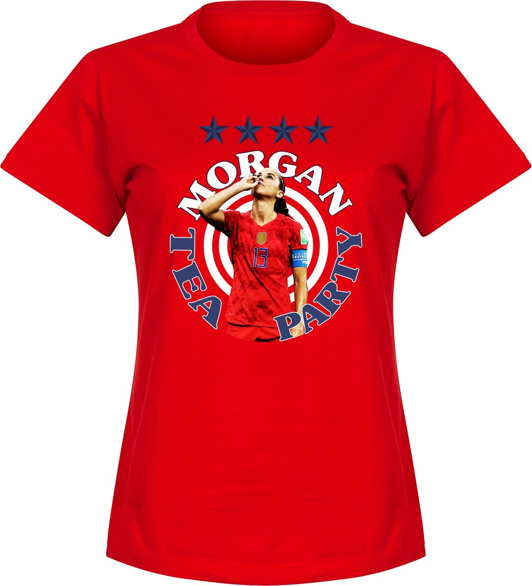 1089x1200-19 Morgan Team Party T-Shirt - Rood - Dames - M - Afbeelding 1