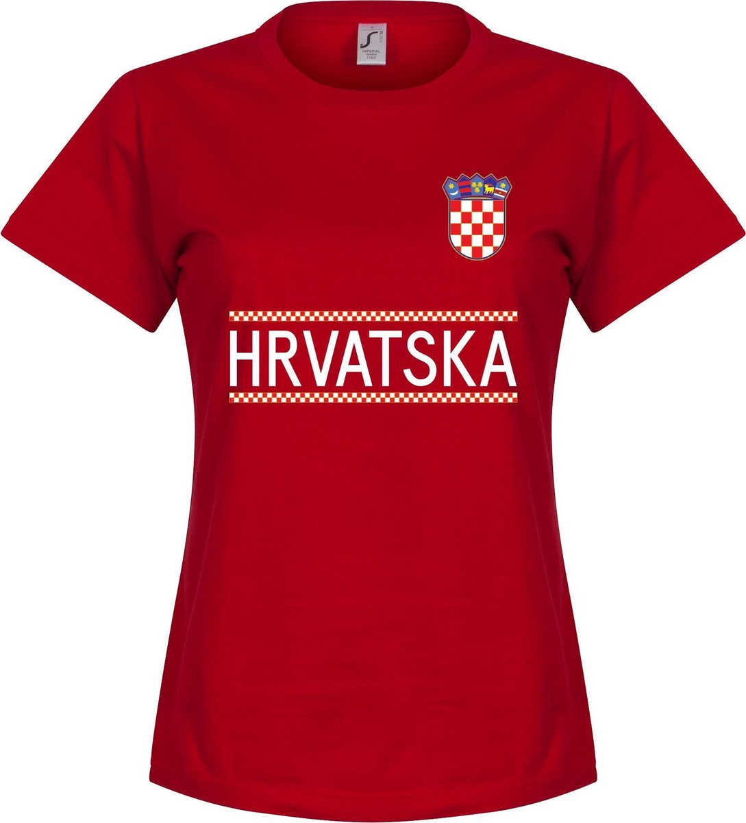 1089x1200-4 Kroatië Dames Team T-Shirt - Rood - XL - Afbeelding 1