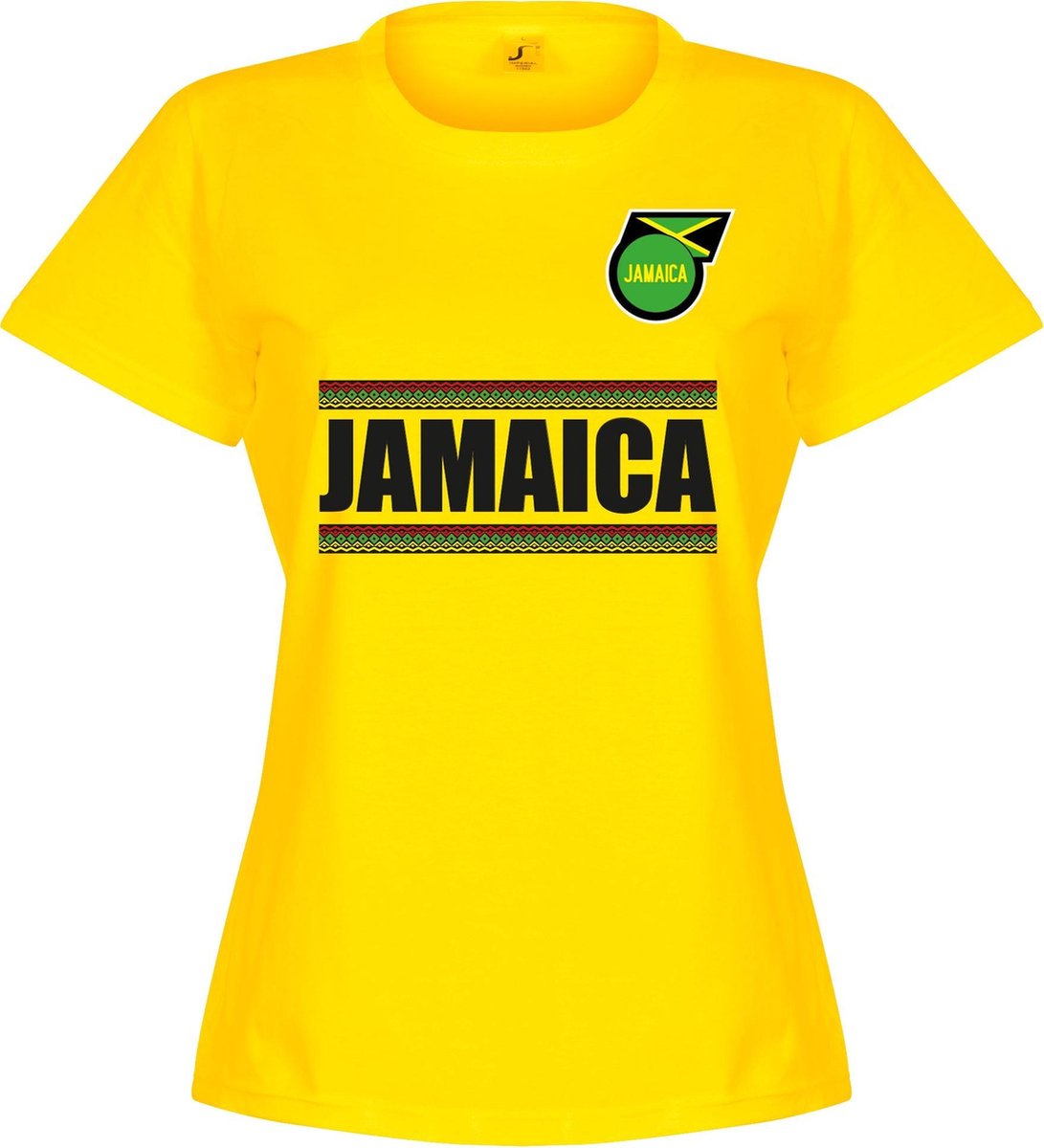 1091x1200-114 Jamaica Team Dames T-Shirt - Geel - L - Afbeelding 1