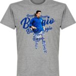 Roberto Baggio Italië Script T-Shirt - Grijs - 4XL