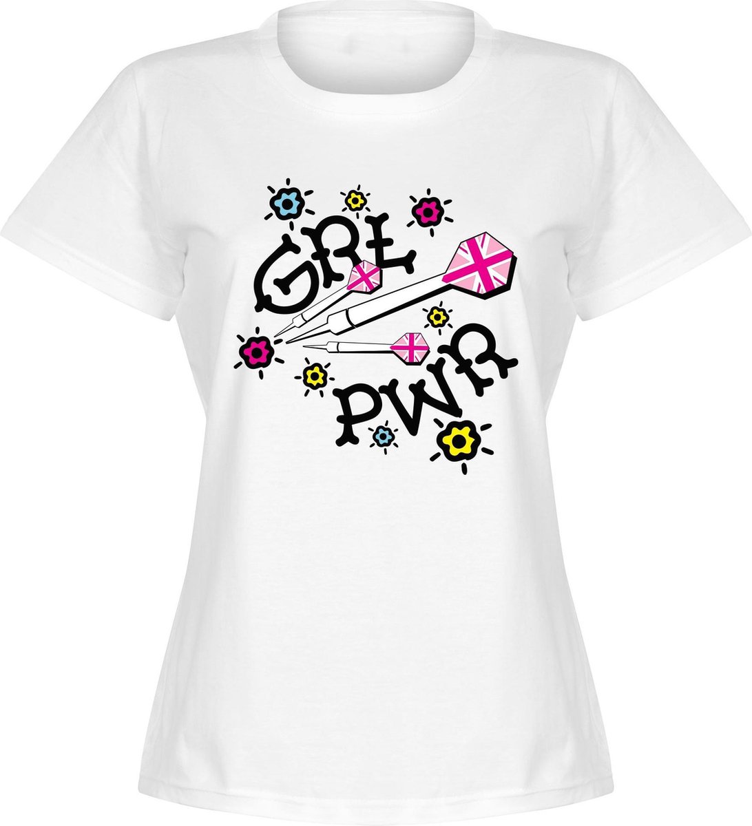 1092x1200-157 Darts Grl Pwr Dames T-Shirt - Wit - XXL - Afbeelding 1